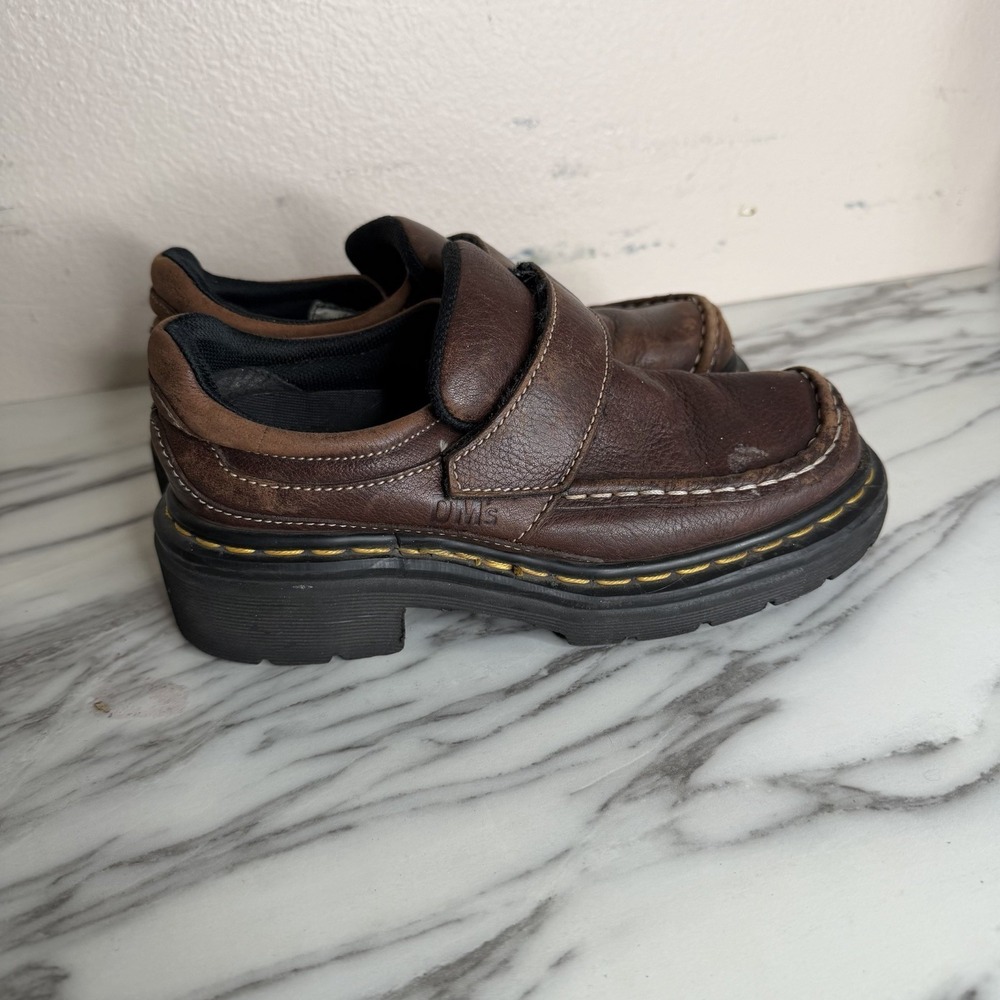Dr. Martens 9288 UK4 Brown Leather Monk Strap Comfort Loafers Chunky VTG 90s Y2K